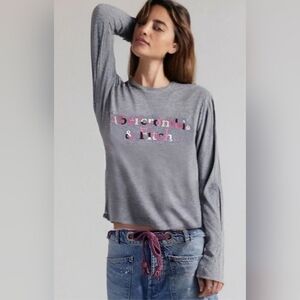 Abercrombie & Fitch Gray Long Sleeved Tee Shirt With Embroidered Logo